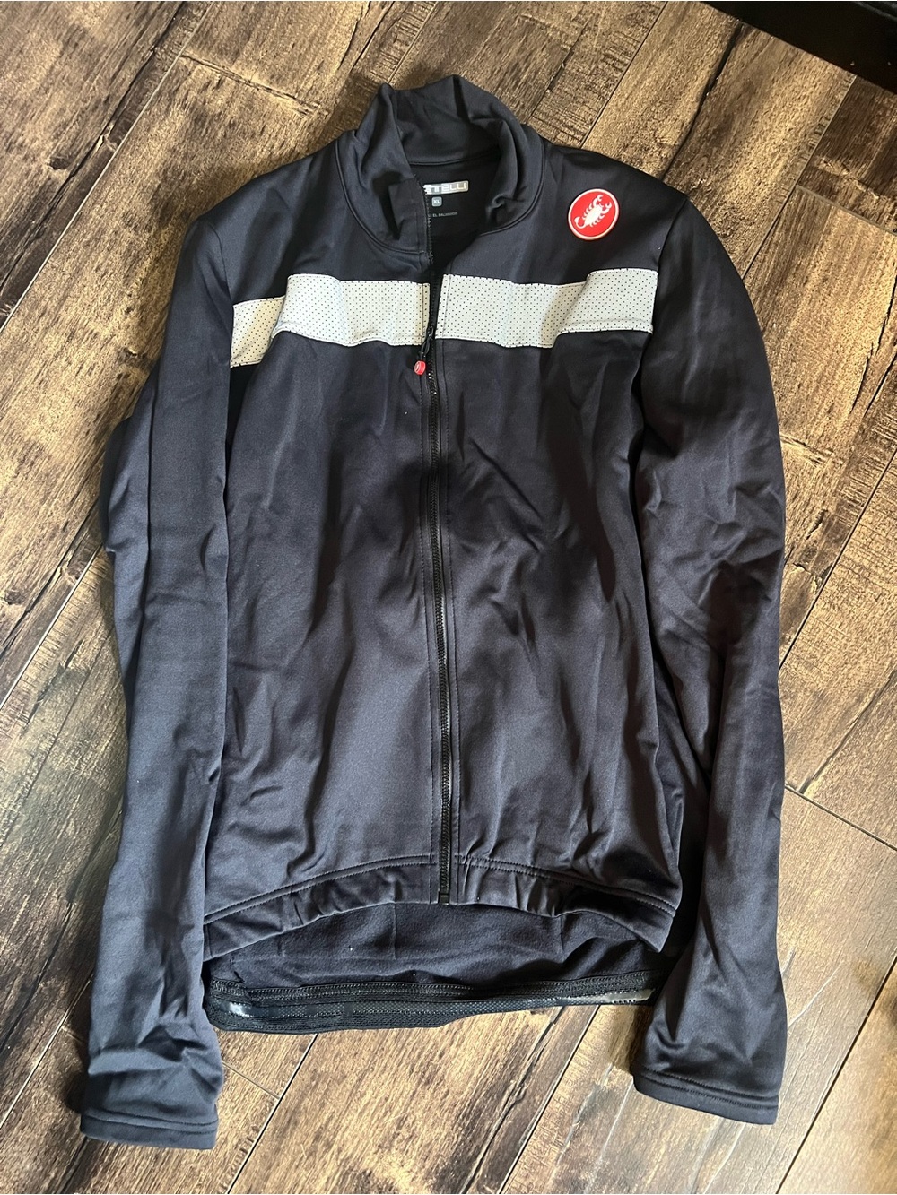 Castelli Men's Black Performance Cycling Jacket with Reflective Chest Stripe